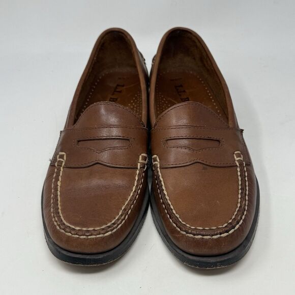 LL Bean Penny Loafers Mens 8.5 D Tan Brown Leather Slip On Dress Casual Shoes main image 8